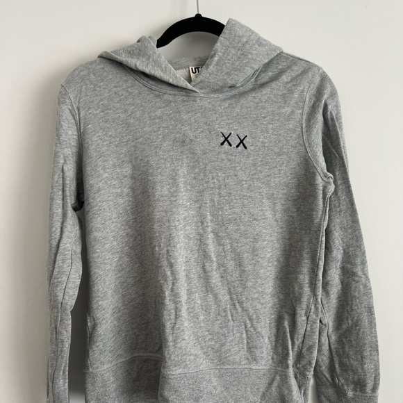 KAWS Sweaters - Uniqlo KAWS Gray Crewneck Hoodie with Black XX Embroidery